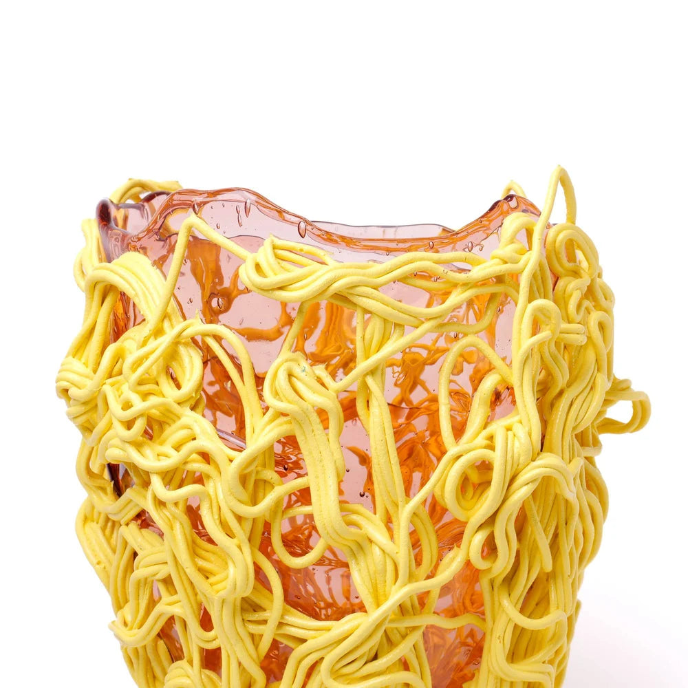 Spaghetti Special Vase - Clear Antique Pink, Pastel Yellow