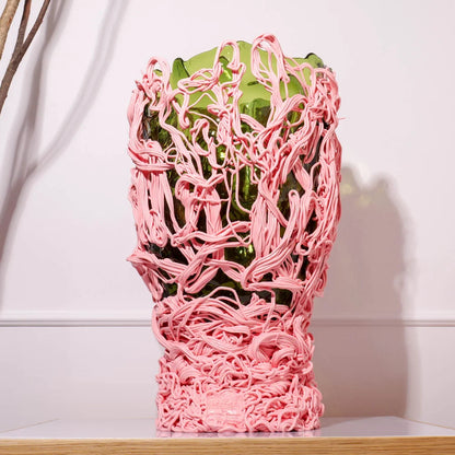 Spaghetti Special Vase - Clear Bottle Green, Salmon