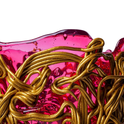 Spaghetti Special Vase - Clear Light Fuchsia And Gold