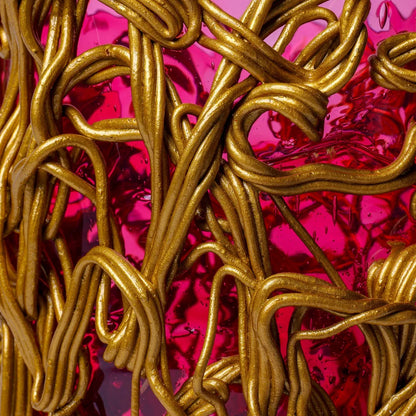 Spaghetti Special Vase - Clear Light Fuchsia And Gold