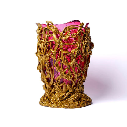 Spaghetti Special Vase - Clear Light Fuchsia And Gold