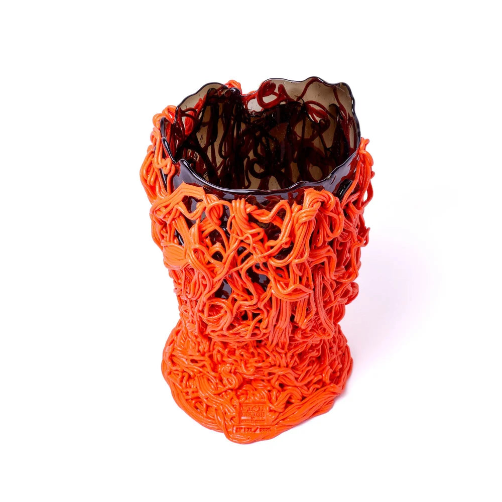 Spaghetti Special Vase - Clear Fumè, Pastel Orange