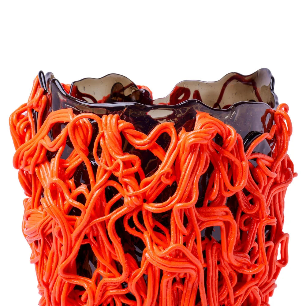 Spaghetti Special Vase - Clear Fumè, Pastel Orange