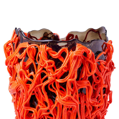 Spaghetti Special Vase - Clear Fumè, Pastel Orange
