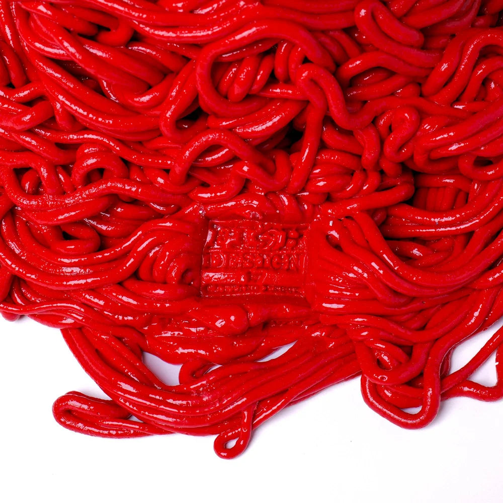 Spaghetti Special Vase - Clear Aqua And Coral Red