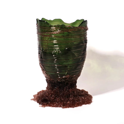 Spaghetti Vase - Clear Bottle Green, Antique Pink