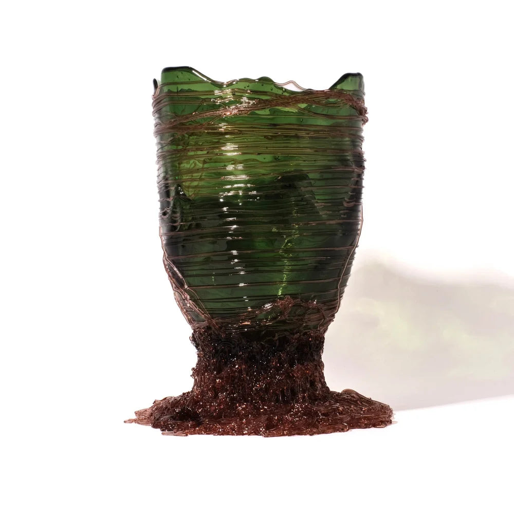 Spaghetti Vase - Clear Bottle Green, Antique Pink