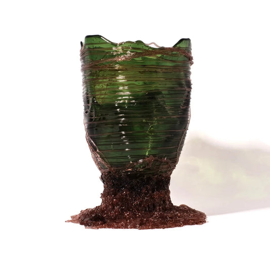 Spaghetti Vase - Clear Bottle Green, Antique Pink