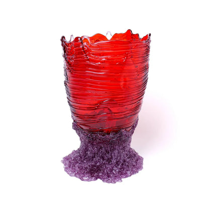 Spaghetti Vase - Clear Dark Ruby, Lilac