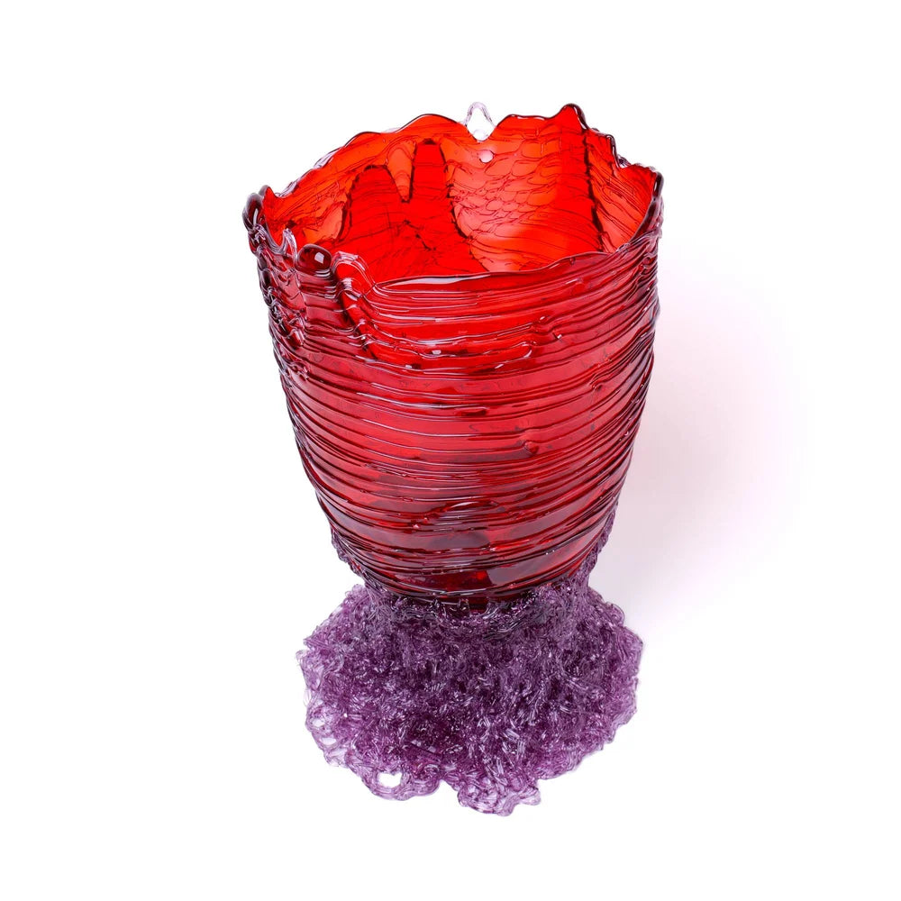 Spaghetti Vase - Clear Dark Ruby, Lilac