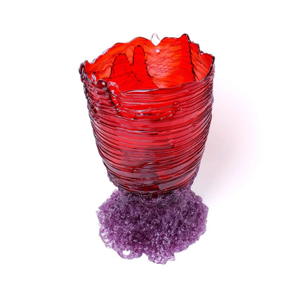 Spaghetti Vase - Clear Dark Ruby, Lilac