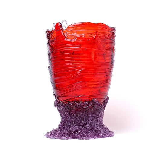 Spaghetti Vase - Clear Dark Ruby, Lilac