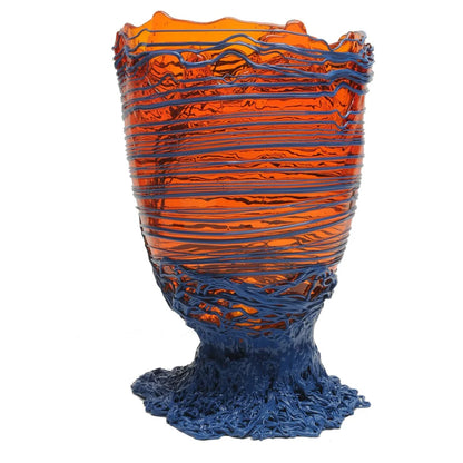 Spaghetti Vase - Clear Orange And Matt Dark Lavender