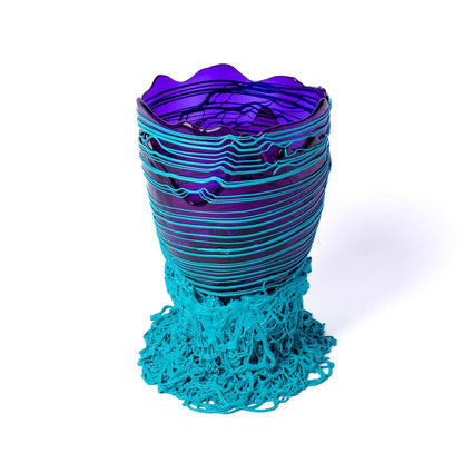 Spaghetti Vase - Clear Purple And Matt Turquoise
