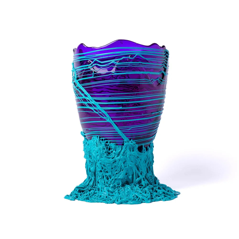 Spaghetti Vase - Clear Purple And Matt Turquoise