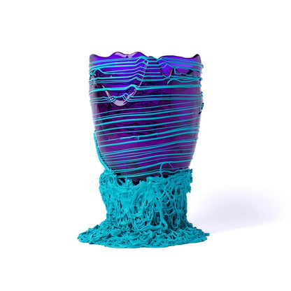 Spaghetti Vase - Clear Purple And Matt Turquoise