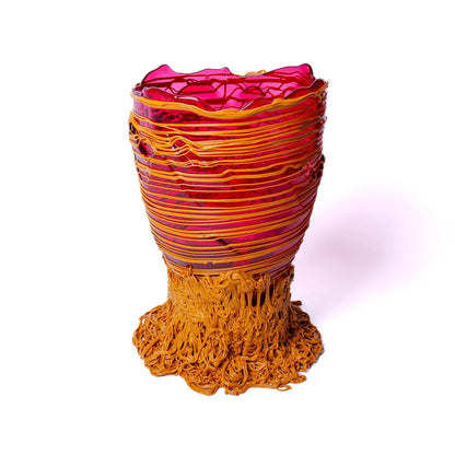 Spaghetti Vase - Clear Fuchsia And Matt Ochre