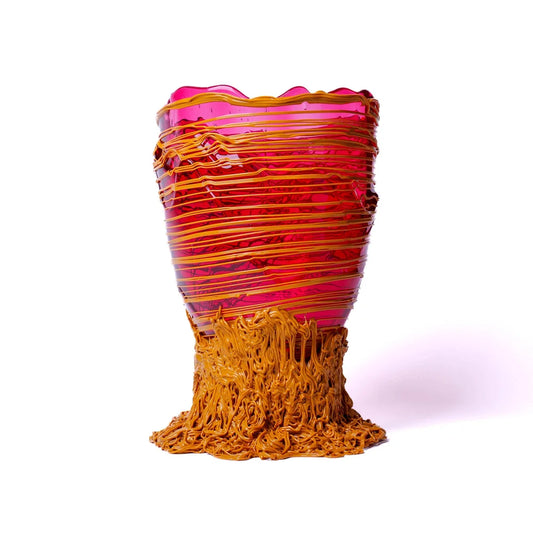 Spaghetti Vase - Clear Fuchsia And Matt Ochre