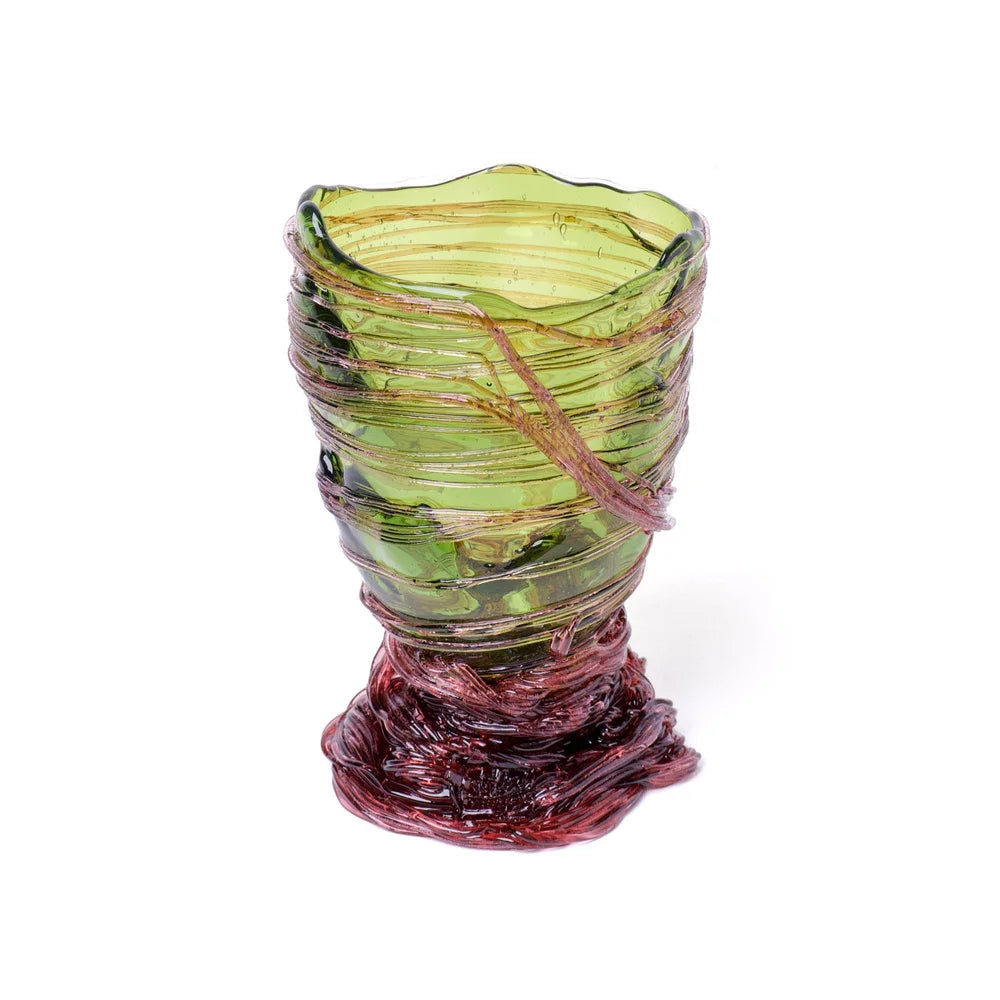 Spaghetti Vase - Clear Bottle Green, Antique Pink