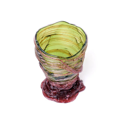 Spaghetti Vase - Clear Bottle Green, Antique Pink