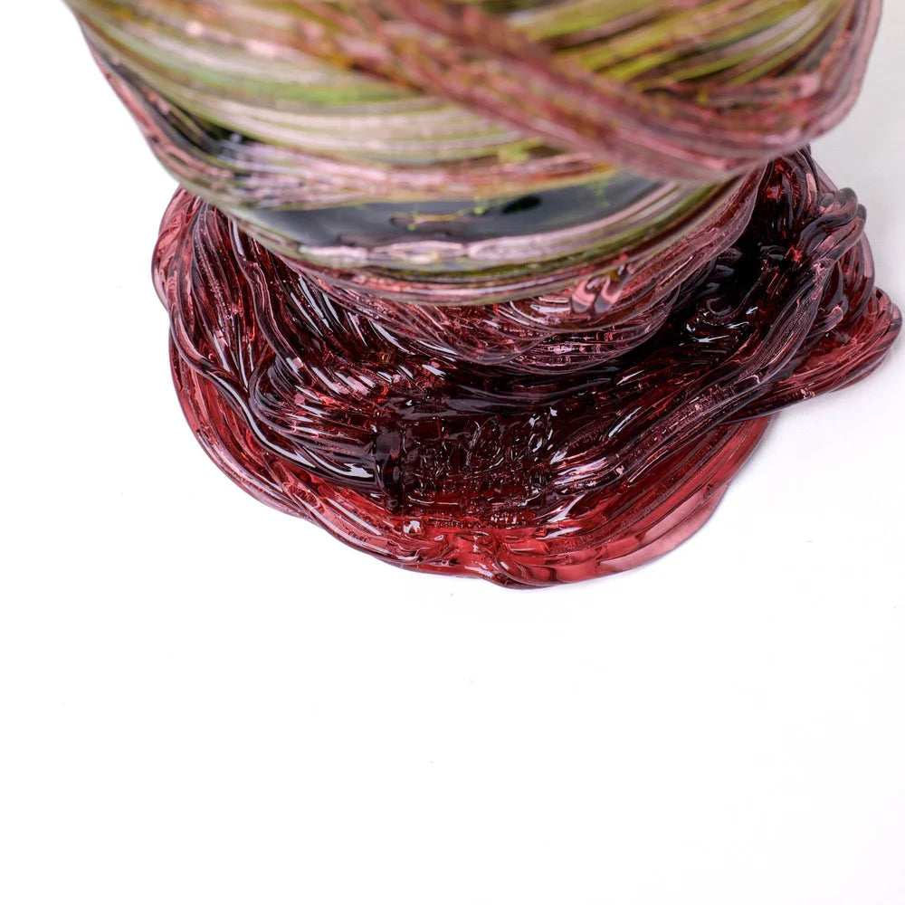 Spaghetti Vase - Clear Bottle Green, Antique Pink