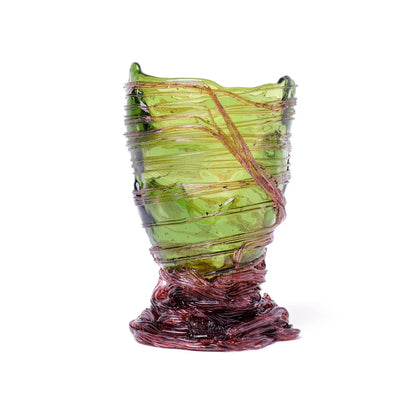 Spaghetti Vase - Clear Bottle Green, Antique Pink