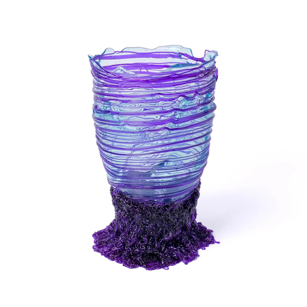 Spaghetti Vase - Clear Aqua, Purple