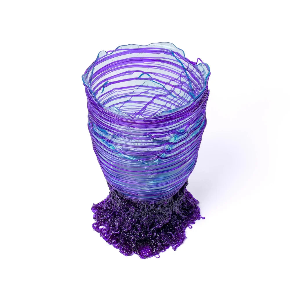 Spaghetti Vase - Clear Aqua, Purple