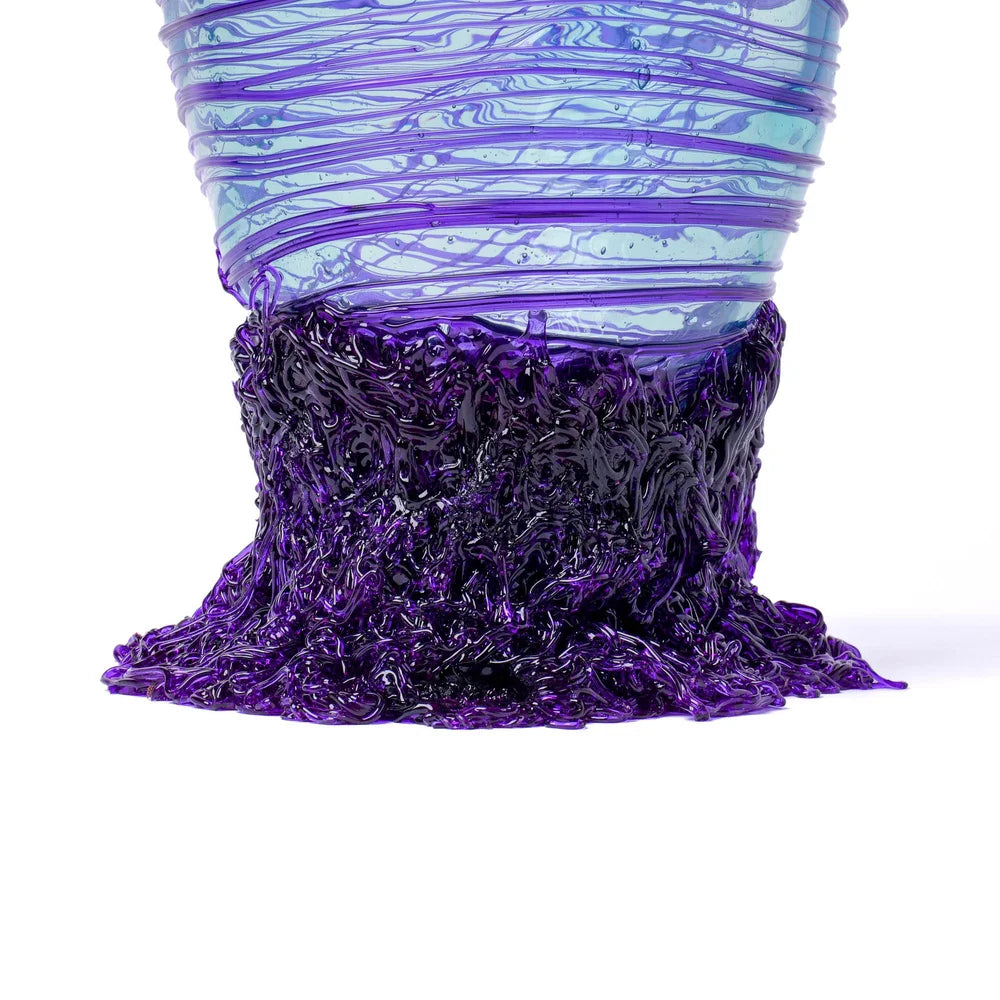 Spaghetti Vase - Clear Aqua, Purple