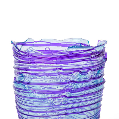 Spaghetti Vase - Clear Aqua, Purple