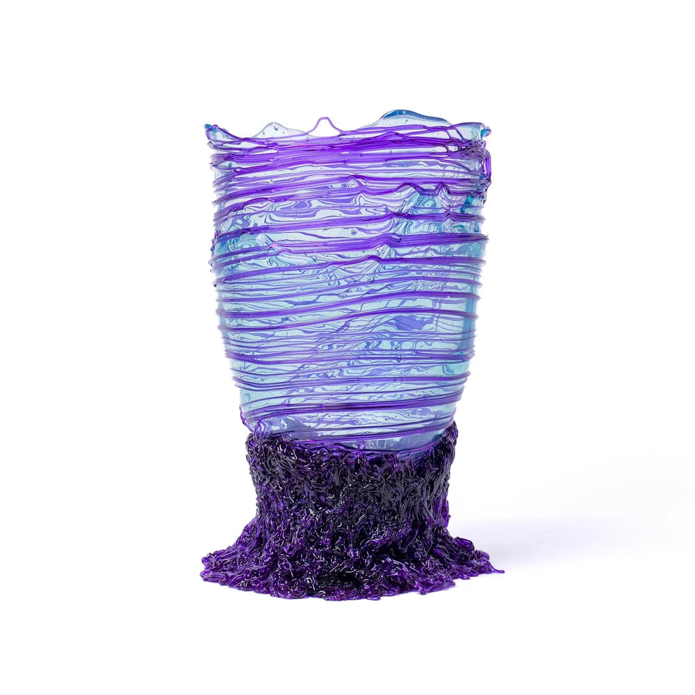 Spaghetti Vase - Clear Aqua, Purple