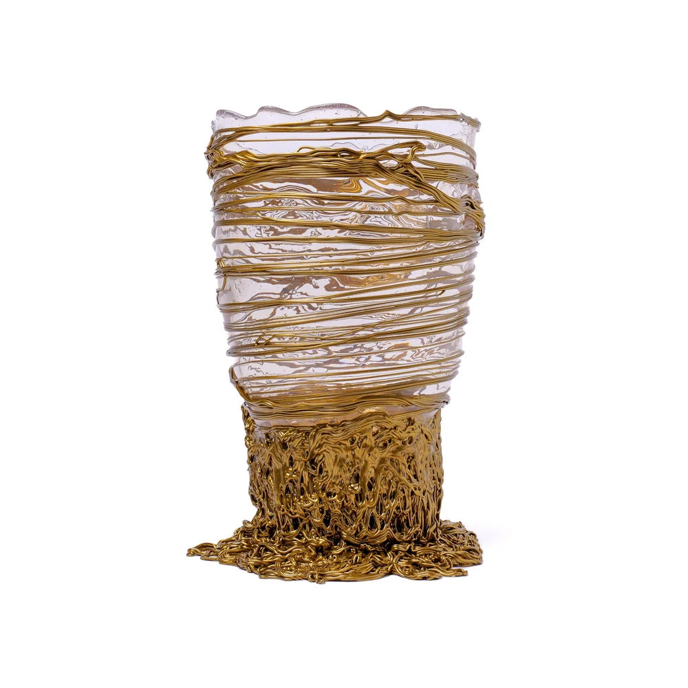 Spaghetti Vase - Clear And Gold