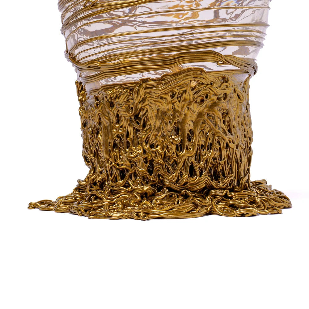 Spaghetti Vase - Clear And Gold
