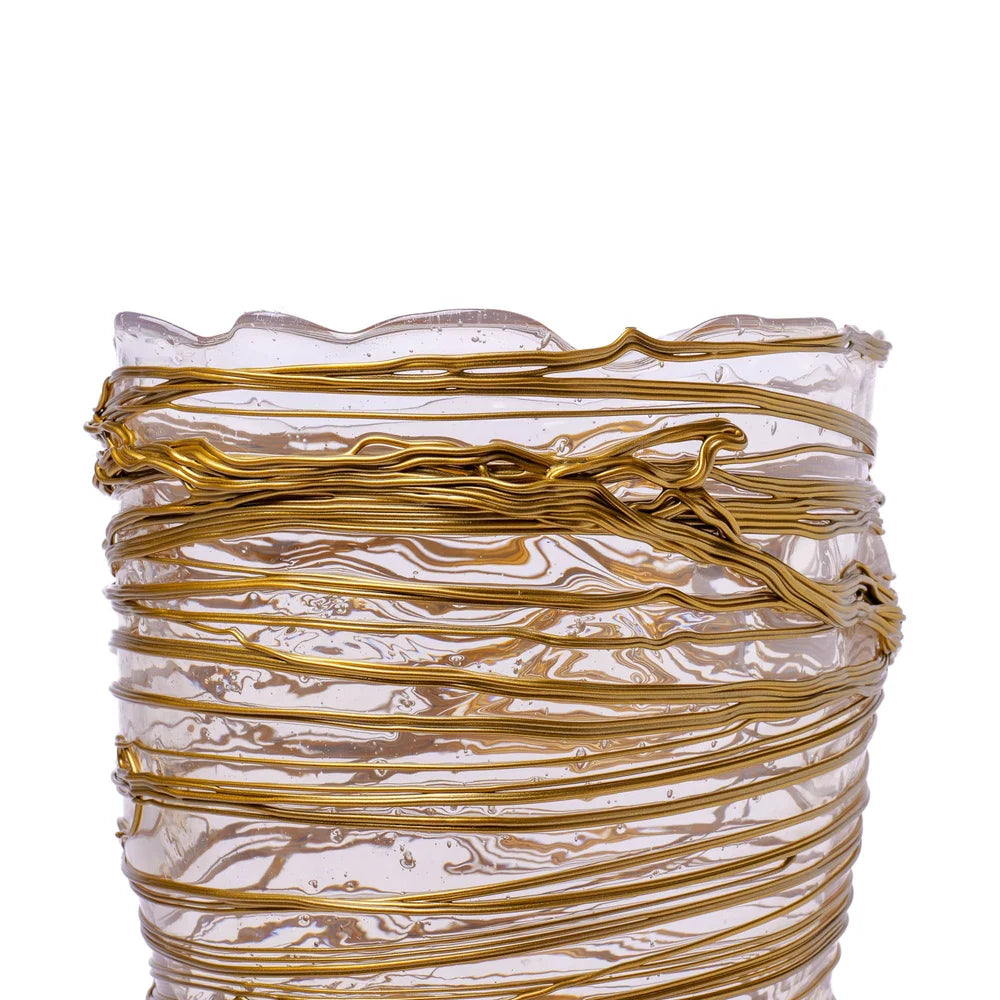 Spaghetti Vase - Clear And Gold