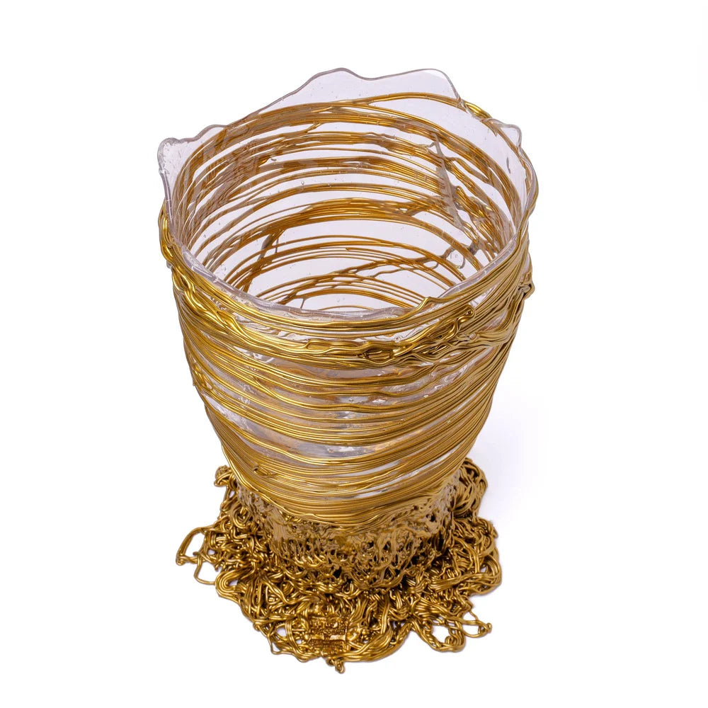 Spaghetti Vase - Clear And Gold