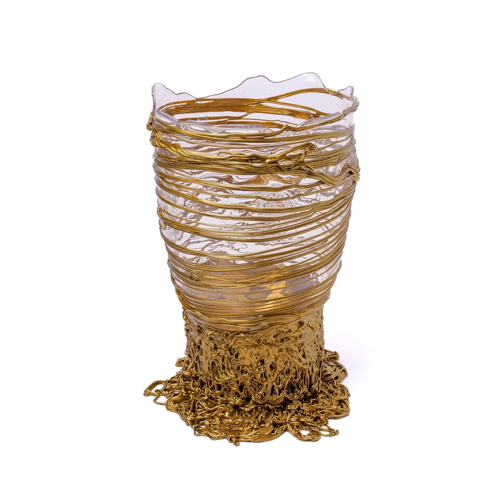 Spaghetti Vase - Clear And Gold