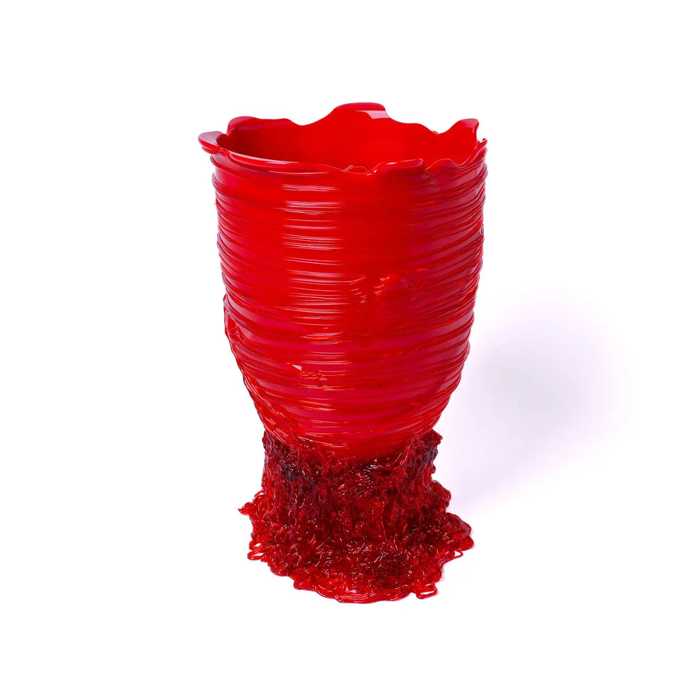 Spaghetti Vase - Matt Red, Clear Red