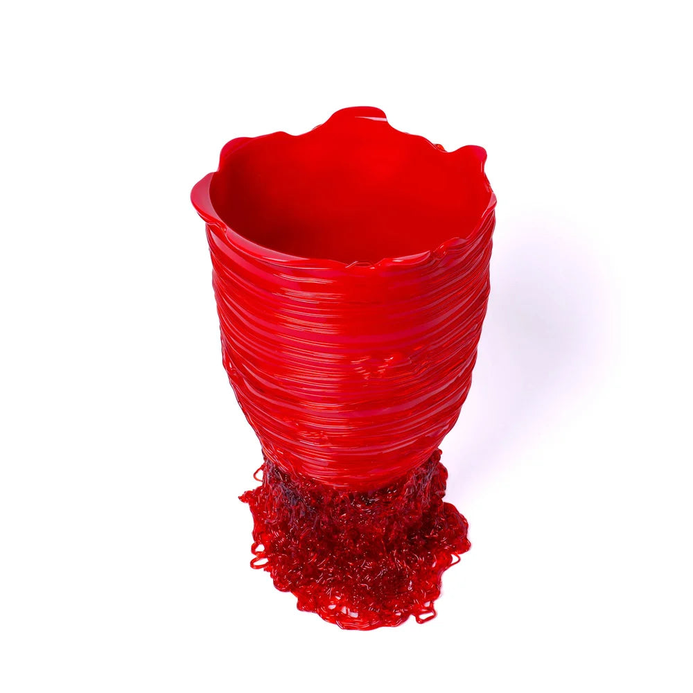 Spaghetti Vase - Matt Red, Clear Red