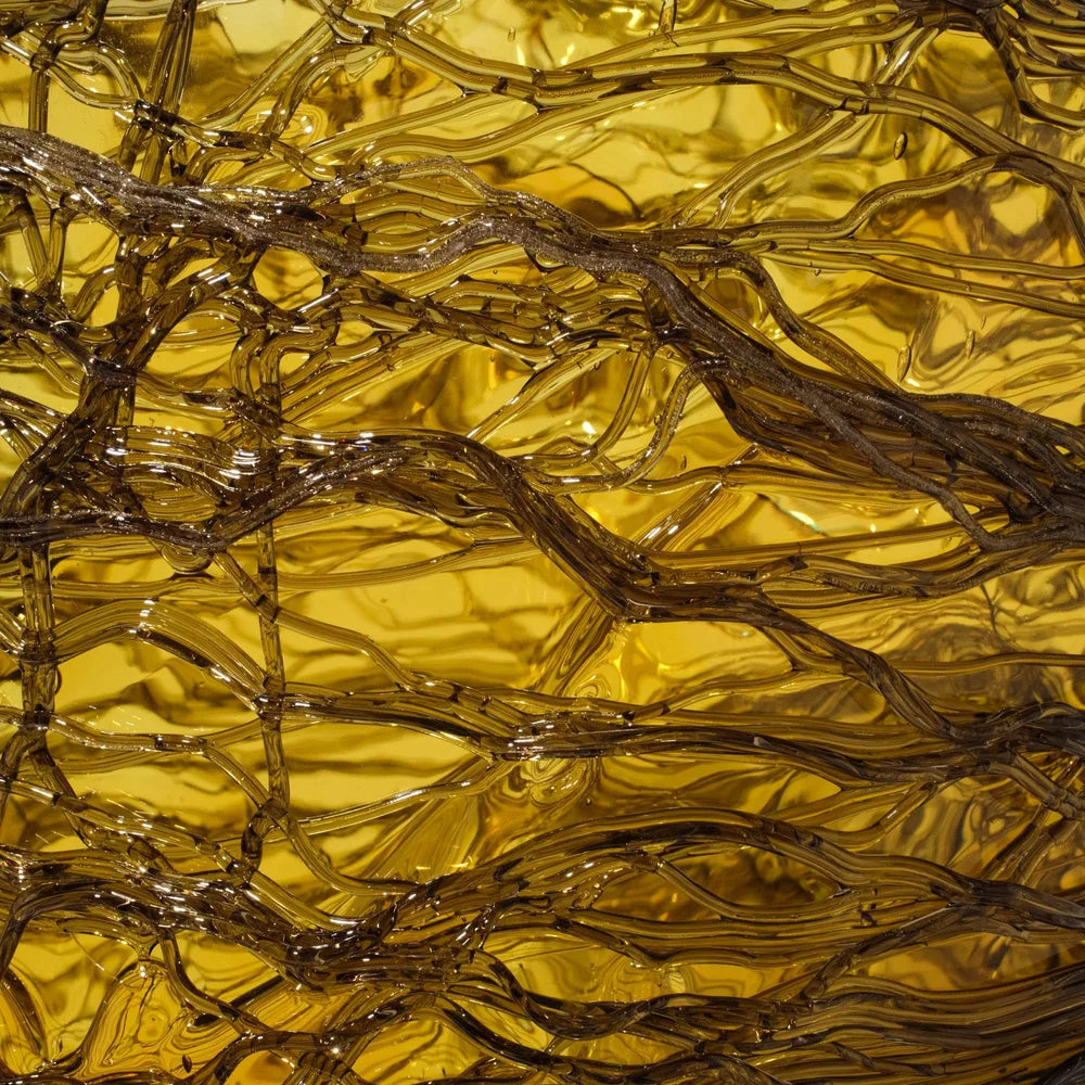 Spaghetti Vase - Clear Yellow And Clear Grey