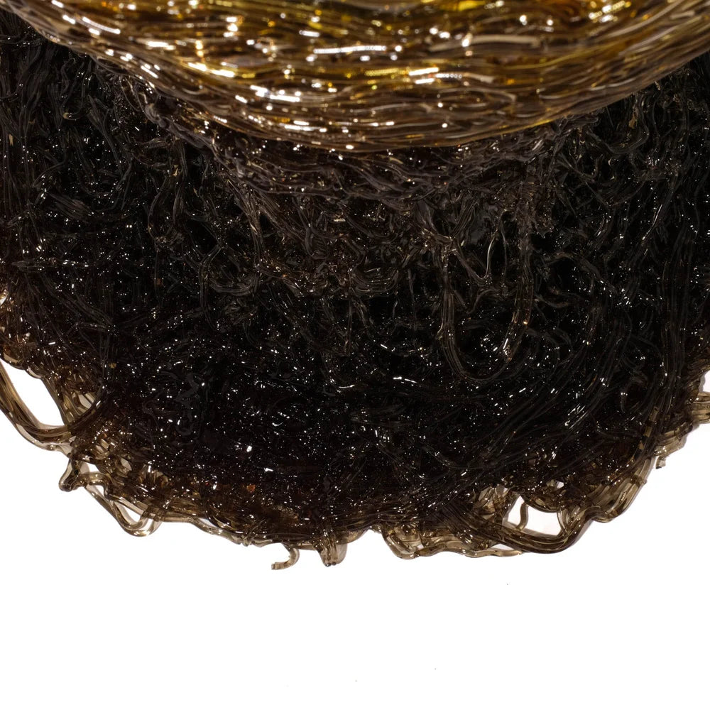 Spaghetti Vase - Clear Yellow And Clear Grey