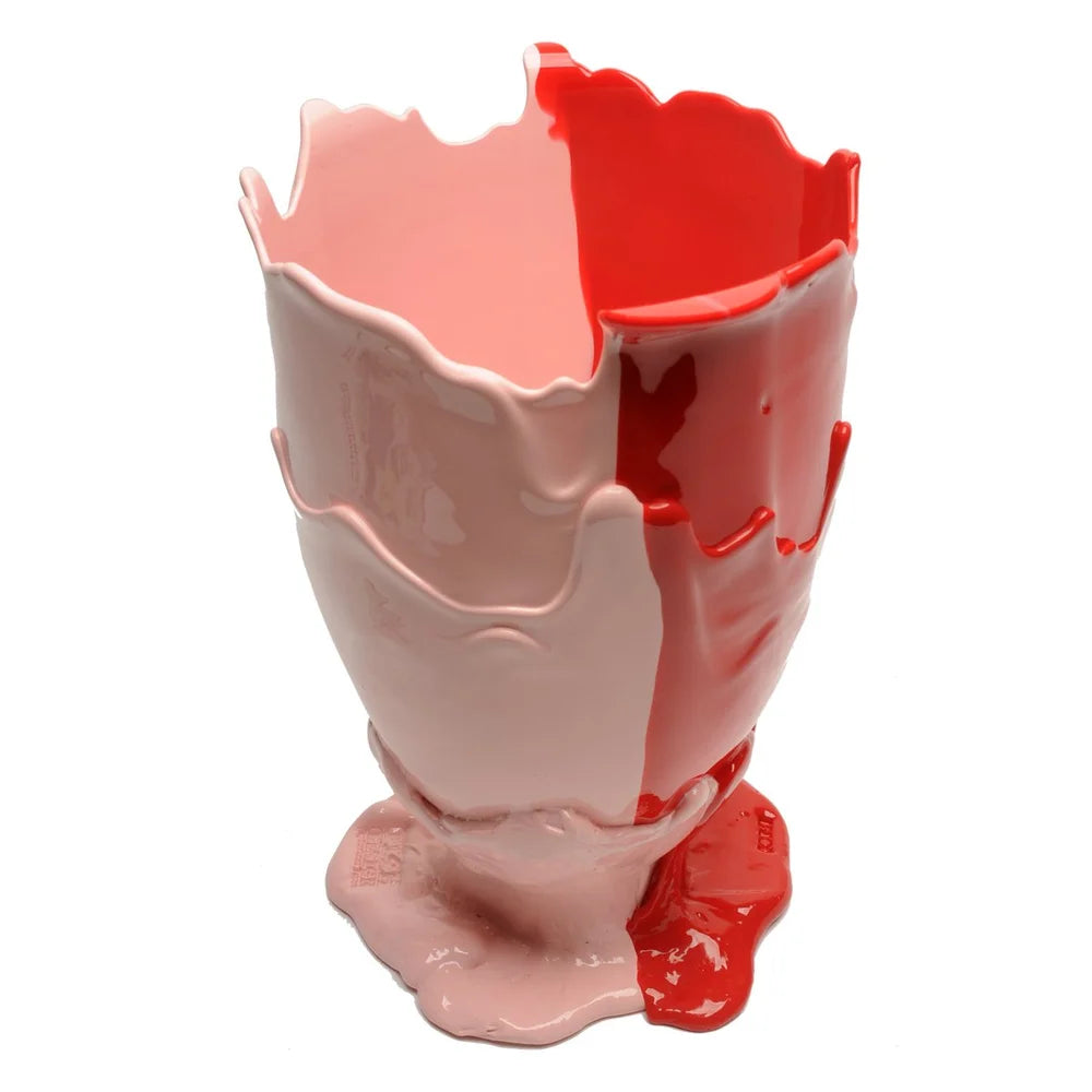 Twins C Vase - Matt Pastel Pink And Matt Coral Red
