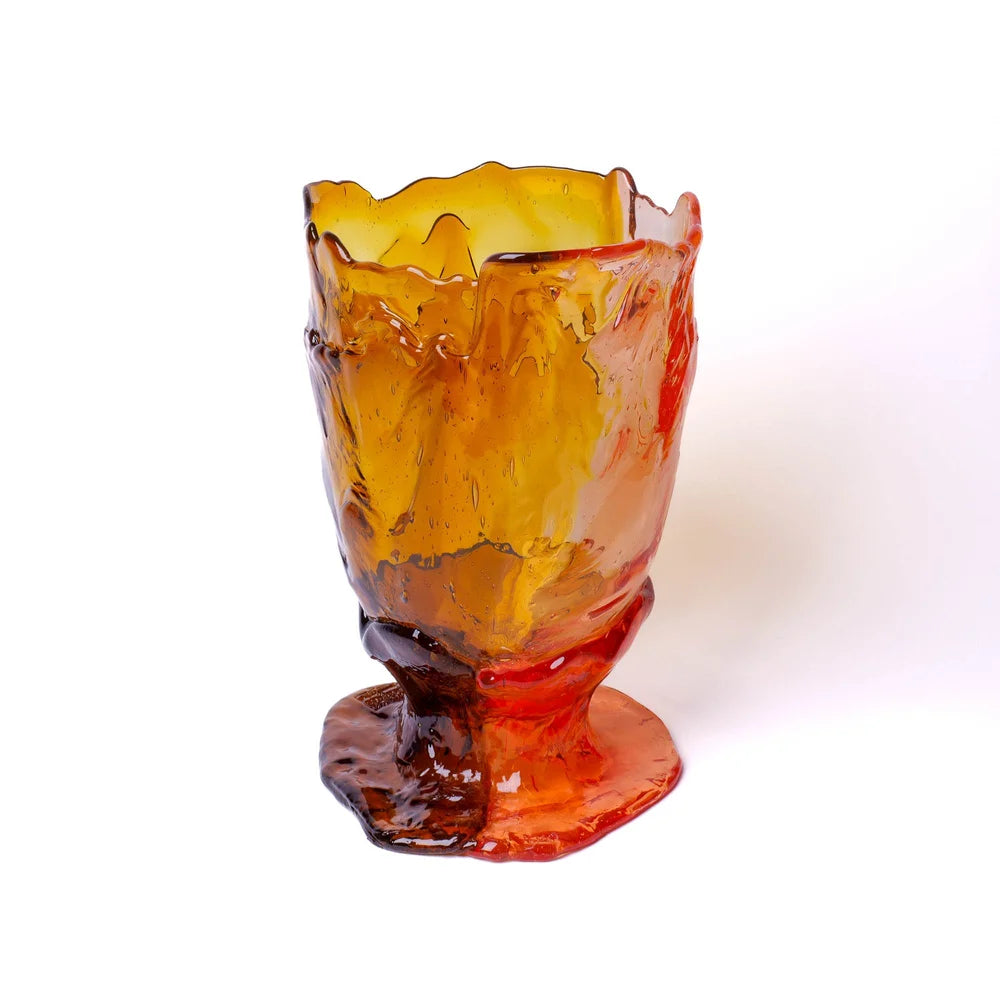 Twins C Vase - Clear Amber And Clear Light Ruby