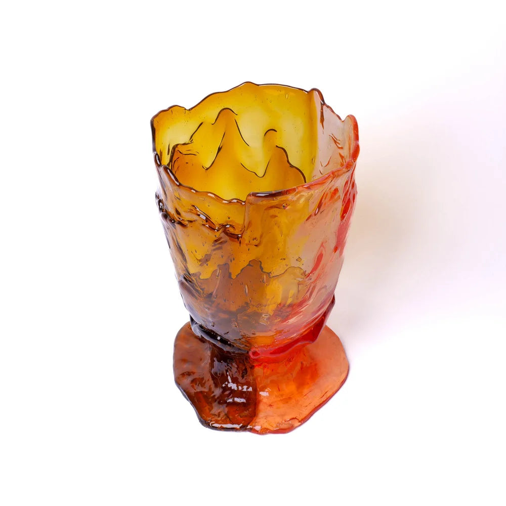 Twins C Vase - Clear Amber And Clear Light Ruby