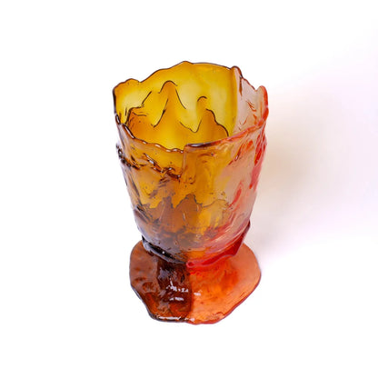 Twins C Vase - Clear Amber And Clear Light Ruby