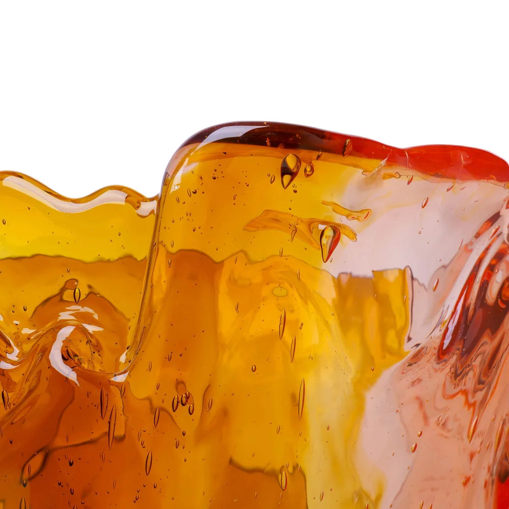 Twins C Vase - Clear Amber And Clear Light Ruby