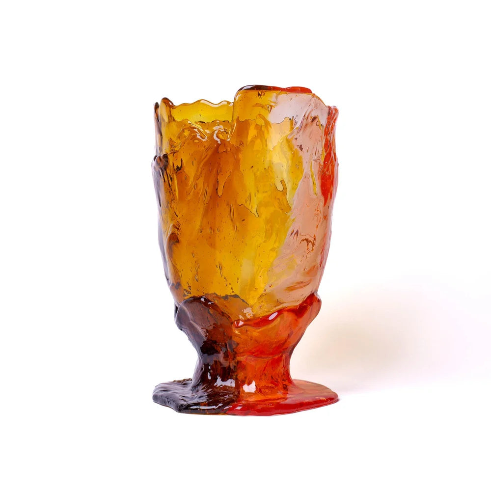 Twins C Vase - Clear Amber And Clear Light Ruby
