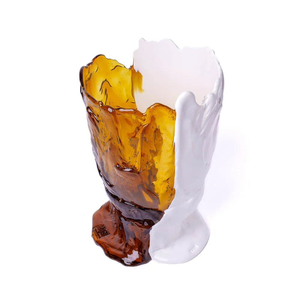 Twins C Vase - Amber, Matt White