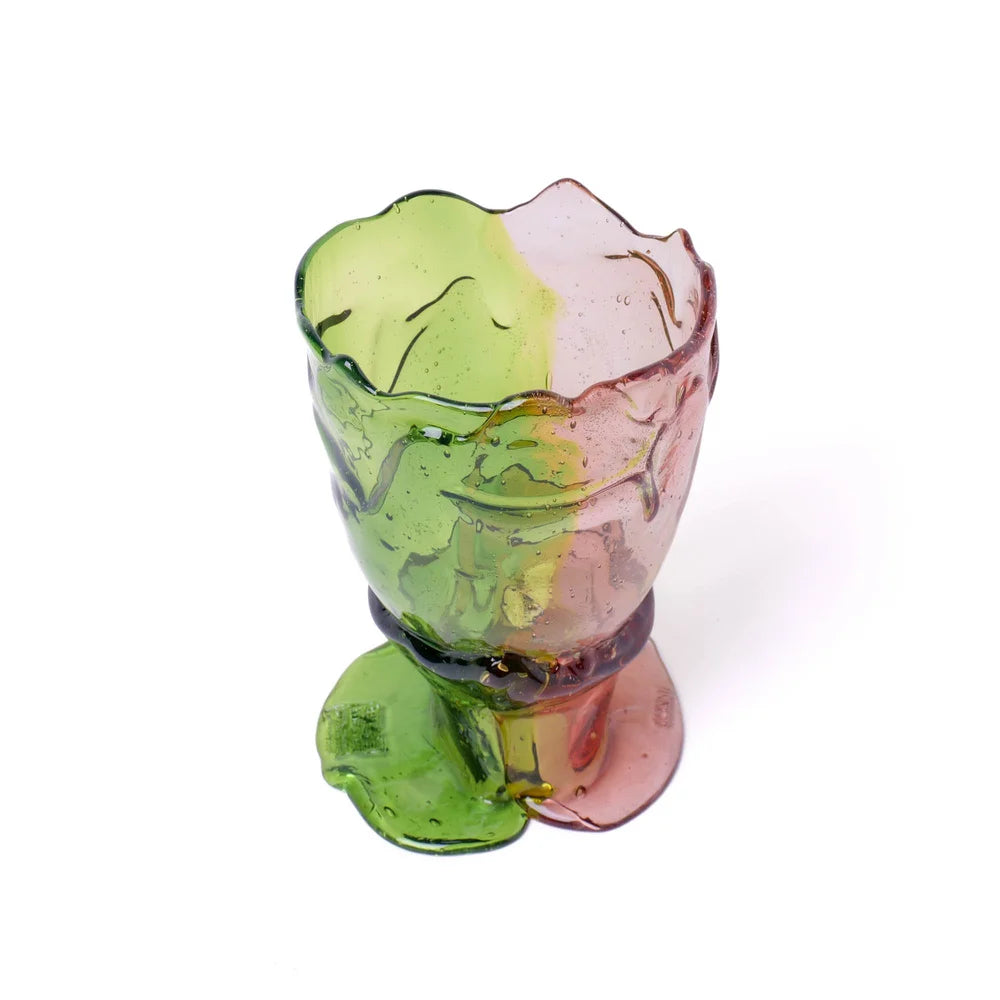 Twins C Vase - Clear Bottle Green And Clear Fuchsia