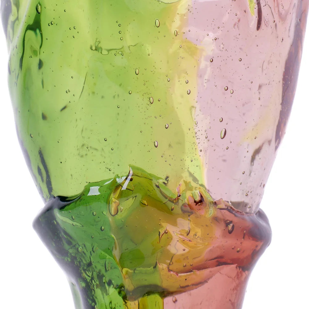 Twins C Vase - Clear Bottle Green And Clear Fuchsia