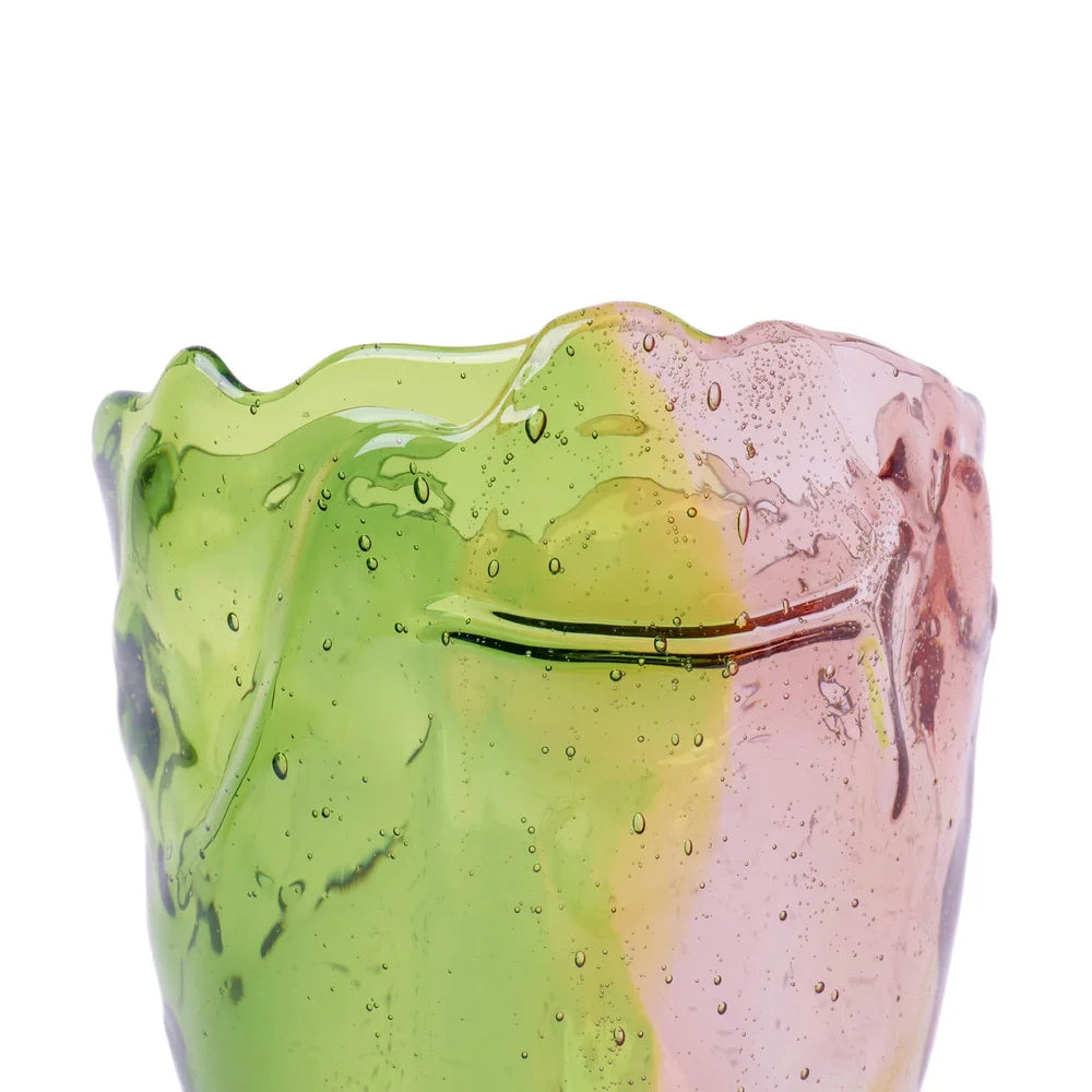 Twins C Vase - Clear Bottle Green And Clear Fuchsia